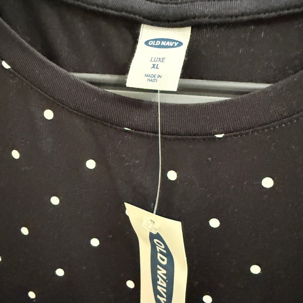 Old Navy Black Top with White Dots NWT